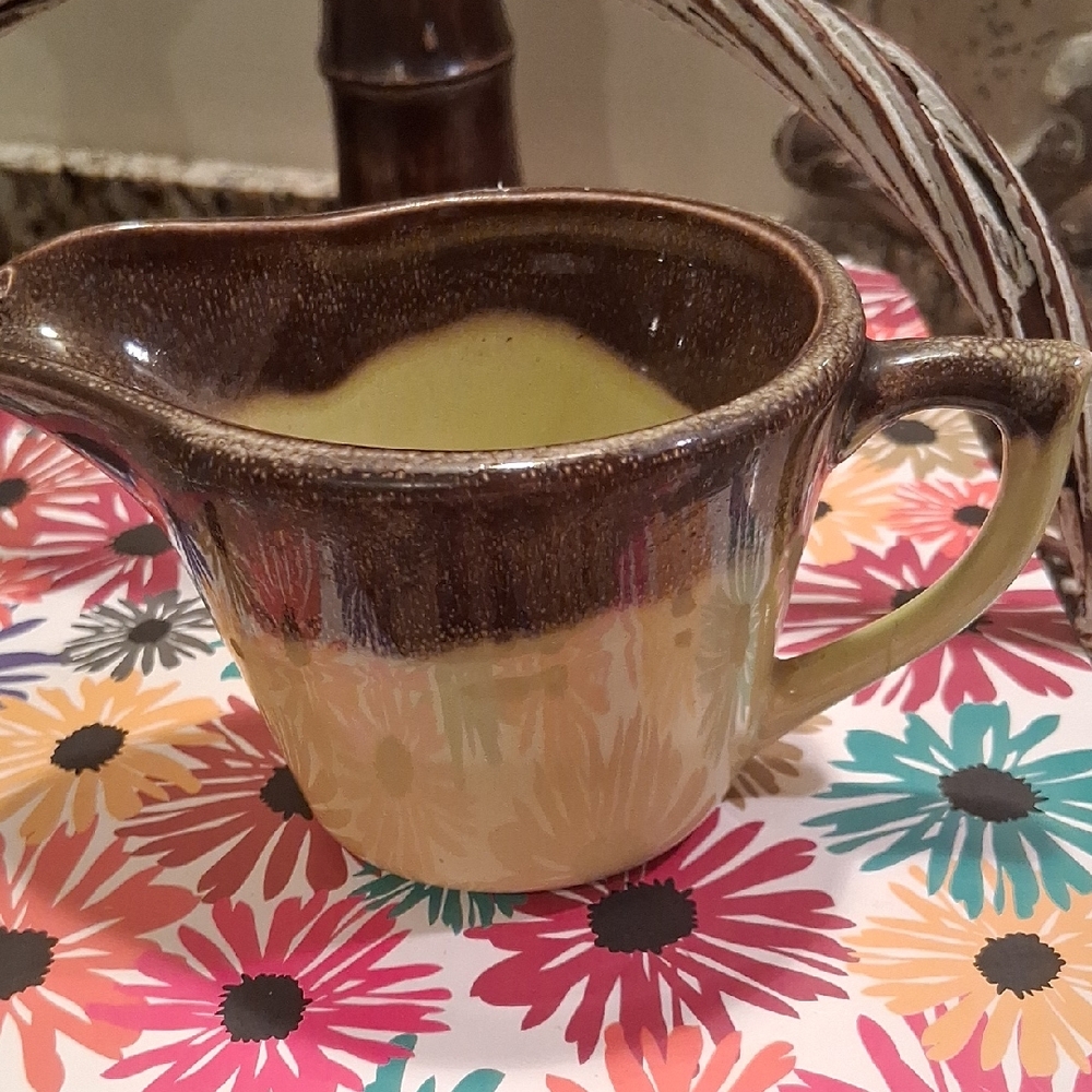 Bauer Two-Tone Cream and Brown Ceramic Creamer